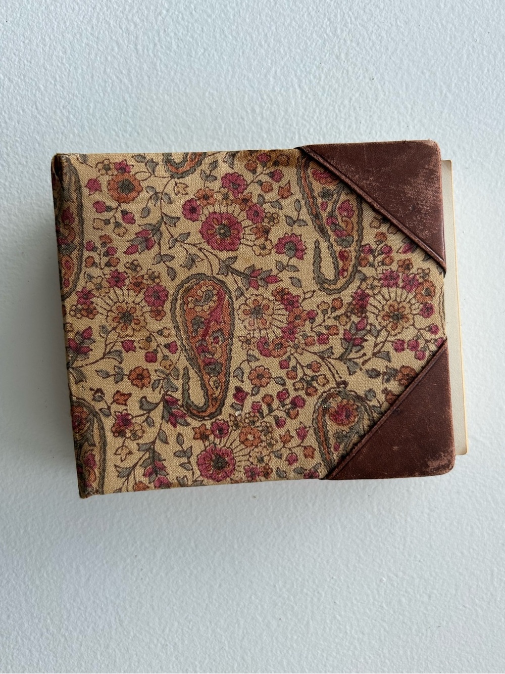 Vintage Paisley Fabric Desk Notepad Holder Refillable Pocket Memo Pad Floral